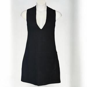 Anne Klein Black Sleeveless V-Neck Mini Dress with Front Pockets